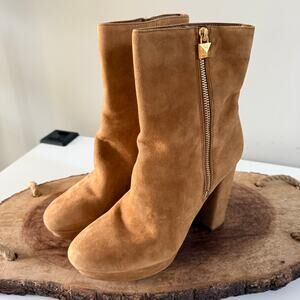 MICHAEL KORS Boots, Frenchie Platform  SUEDE Amber Brown Size 8.5